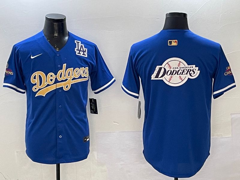 Men Los Angeles Dodgers Blank Blue Champion gold character 2025 Nike MLB Jersey style 29->los angeles dodgers->MLB Jersey